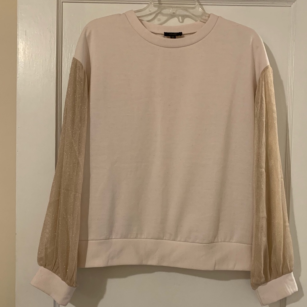 NWT Baby Pink Sweatshirt with glitter tulle arms